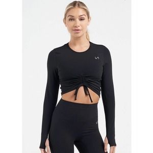 NEW TLF Womens SIZE XS Serena Long Sleeve Black Crop Top